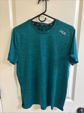 Two Fila “Live in Motion” Men's  Performance Short Sleeve Tees (Green/Red)